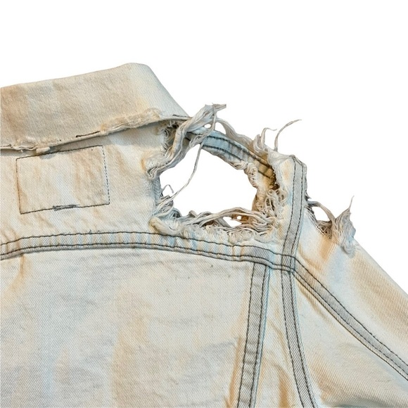 CARMAR destroyed cropped Jean Jacket, tagged M fits like XS - Picture 6 of 11